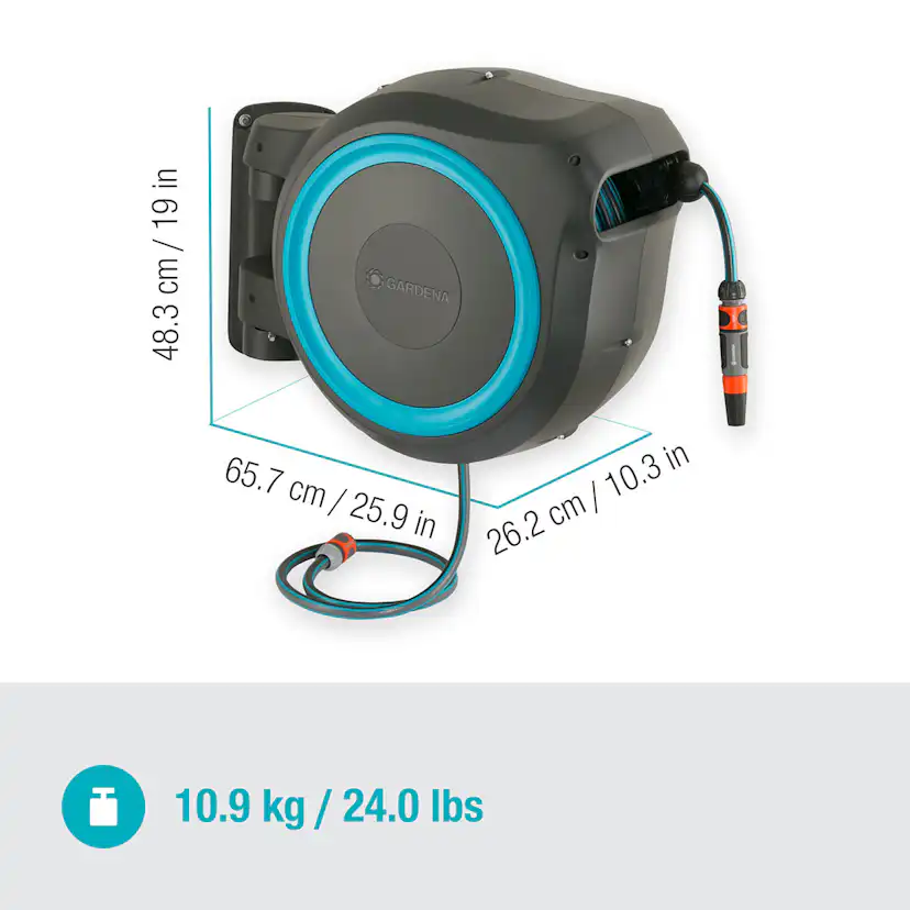 Slangbox Gardena RollUp M/L 25 m Turkos
