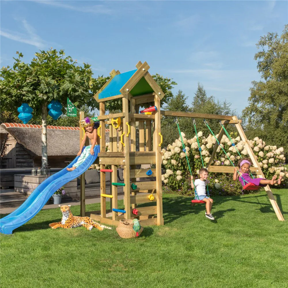 Klätterställning Jungle Gym Nomad Med Rutschkana Mörkgrön
