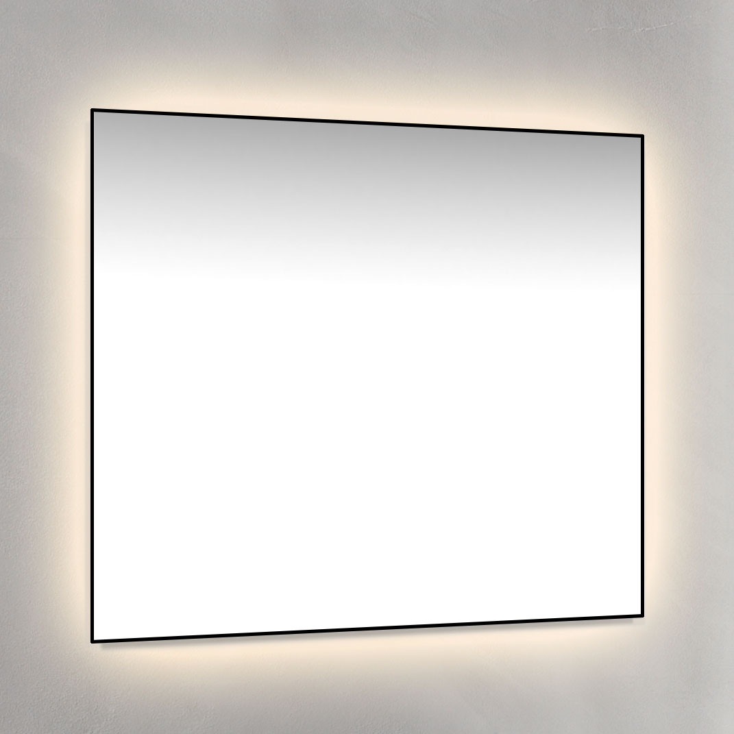 Spegel 80x70 Ambilight Svart Ram Bredd: 800 mm, Mattsvart