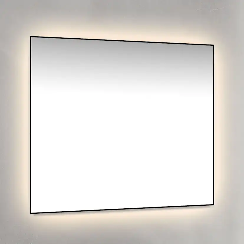 Spegel 80x70 Ambilight Svart Ram Bredd: 800 mm, Mattsvart
