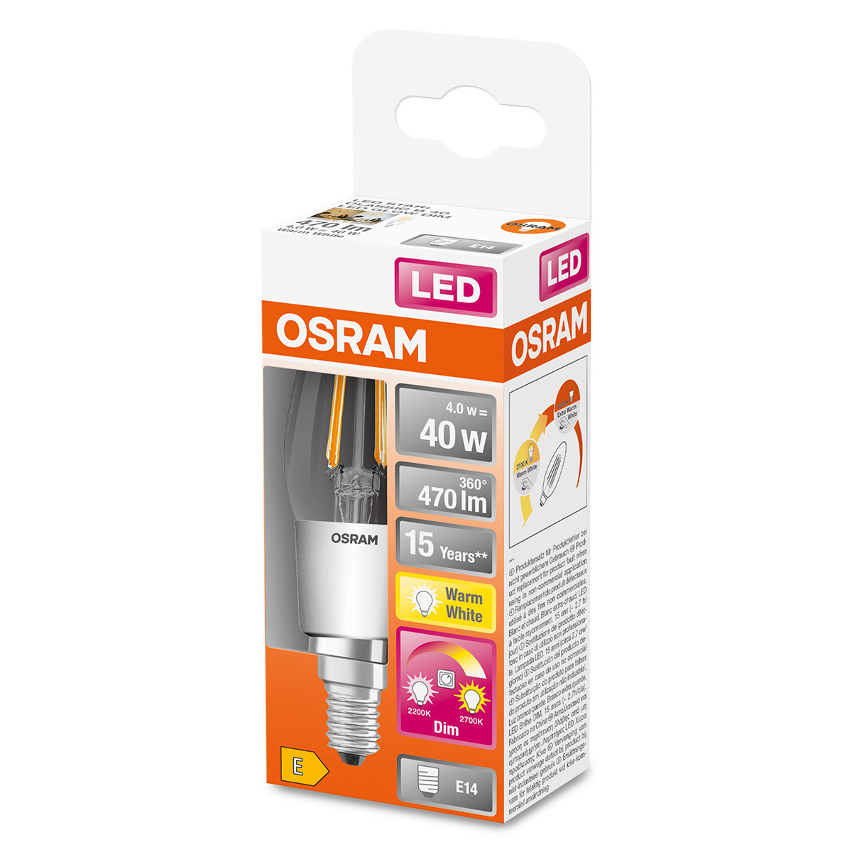 LED-Lampa Osram Kron (40) E14 Dim Glowdim 822-827 Cl B