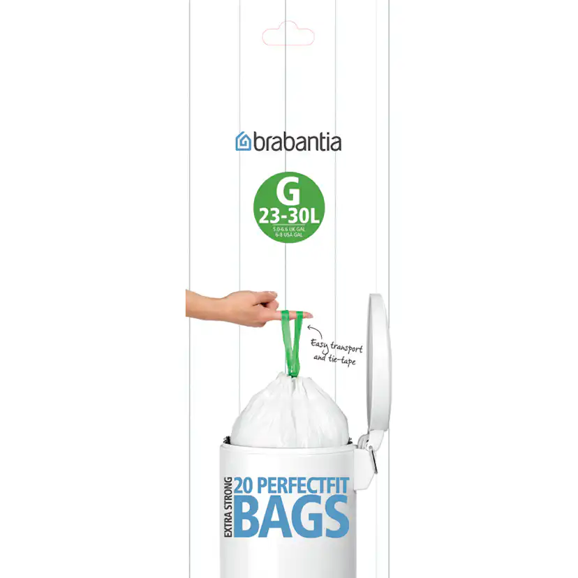Avfallspåsar Brabantia 23-30L Vit Plastpåse med Knytband