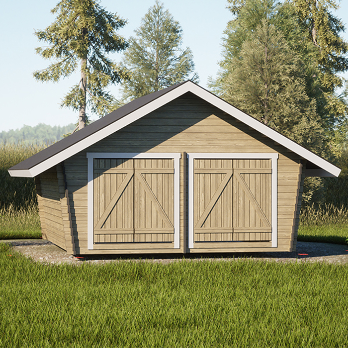 Timmerförråd LP Garden U-XL (20m²) Lutande Tät Vägg