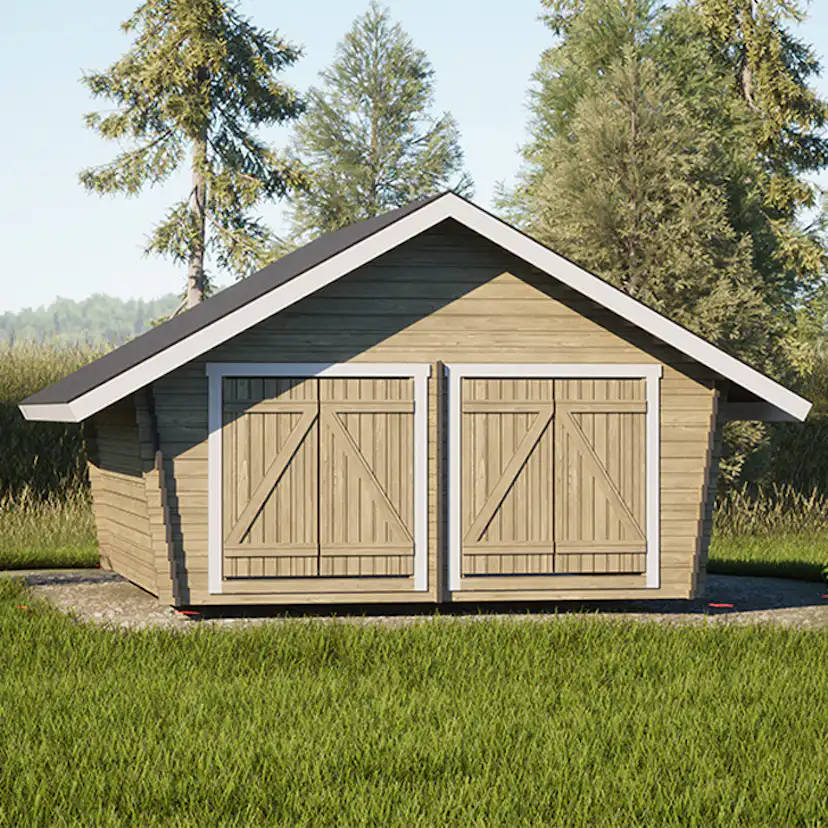 Timmerförråd LP Garden U-XL (20m²) Lutande Tät Vägg