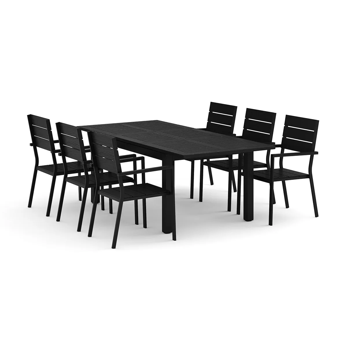 Trädgårdsgrupp Comfort Garden Monaco utomhus matgrupp förlängningsbart 150-250x90 med 6 Tunis stapelstolar