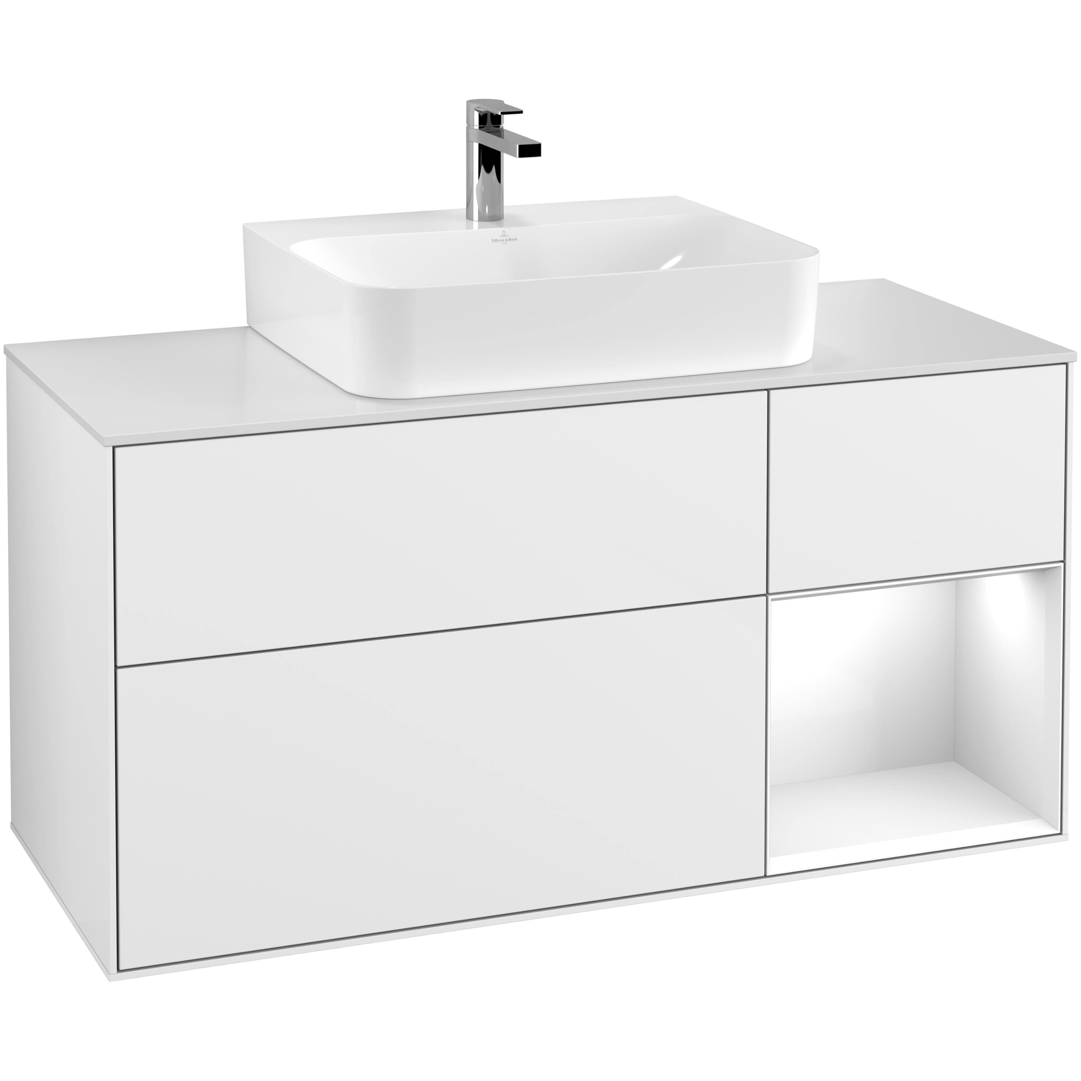 Tvättställsskåp Villeroy & Boch Finion med 3 Lådor Hylla och Bänkskiva för Centrerat Tvättställ