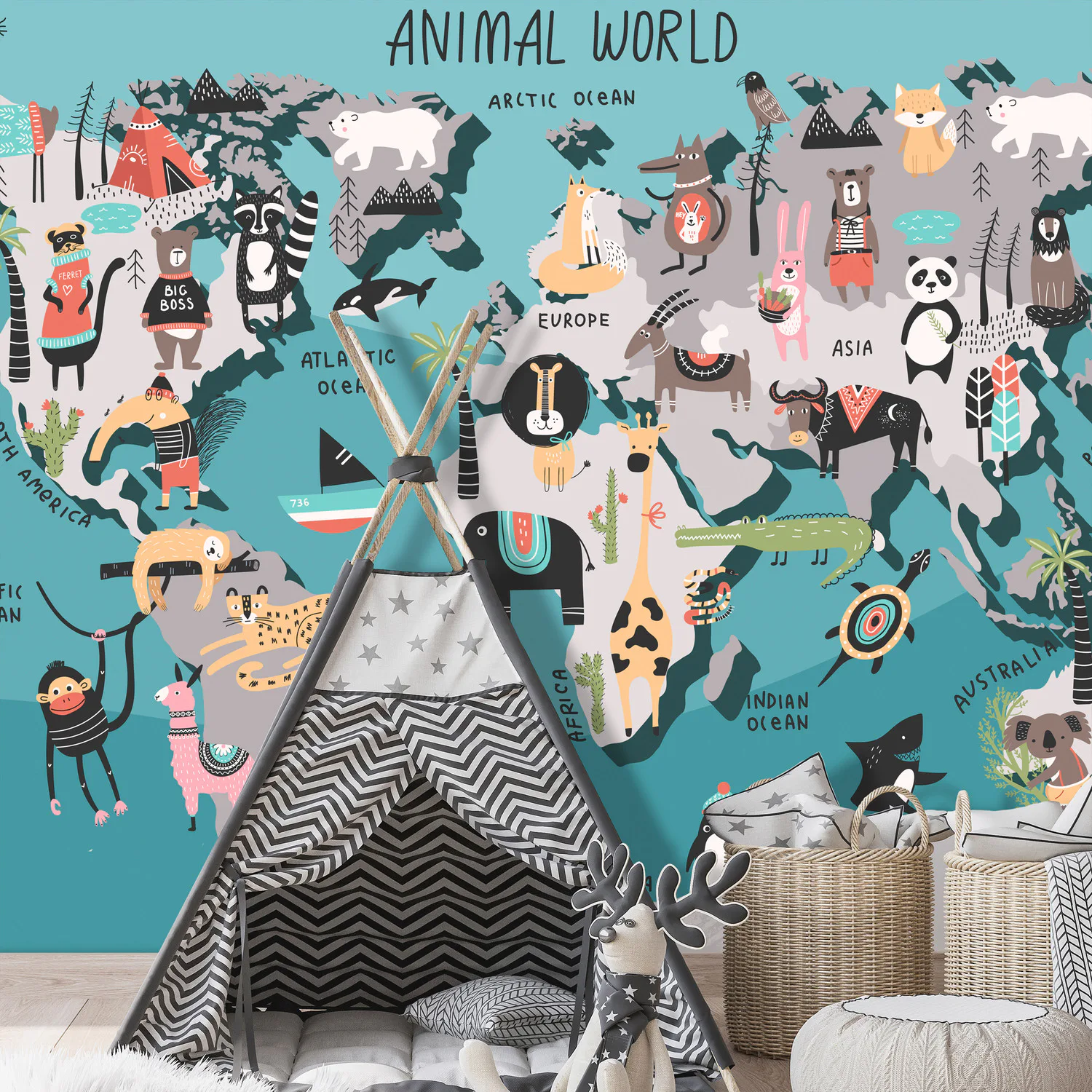 Fototapet - Animal Map 300x210 300x210 cm