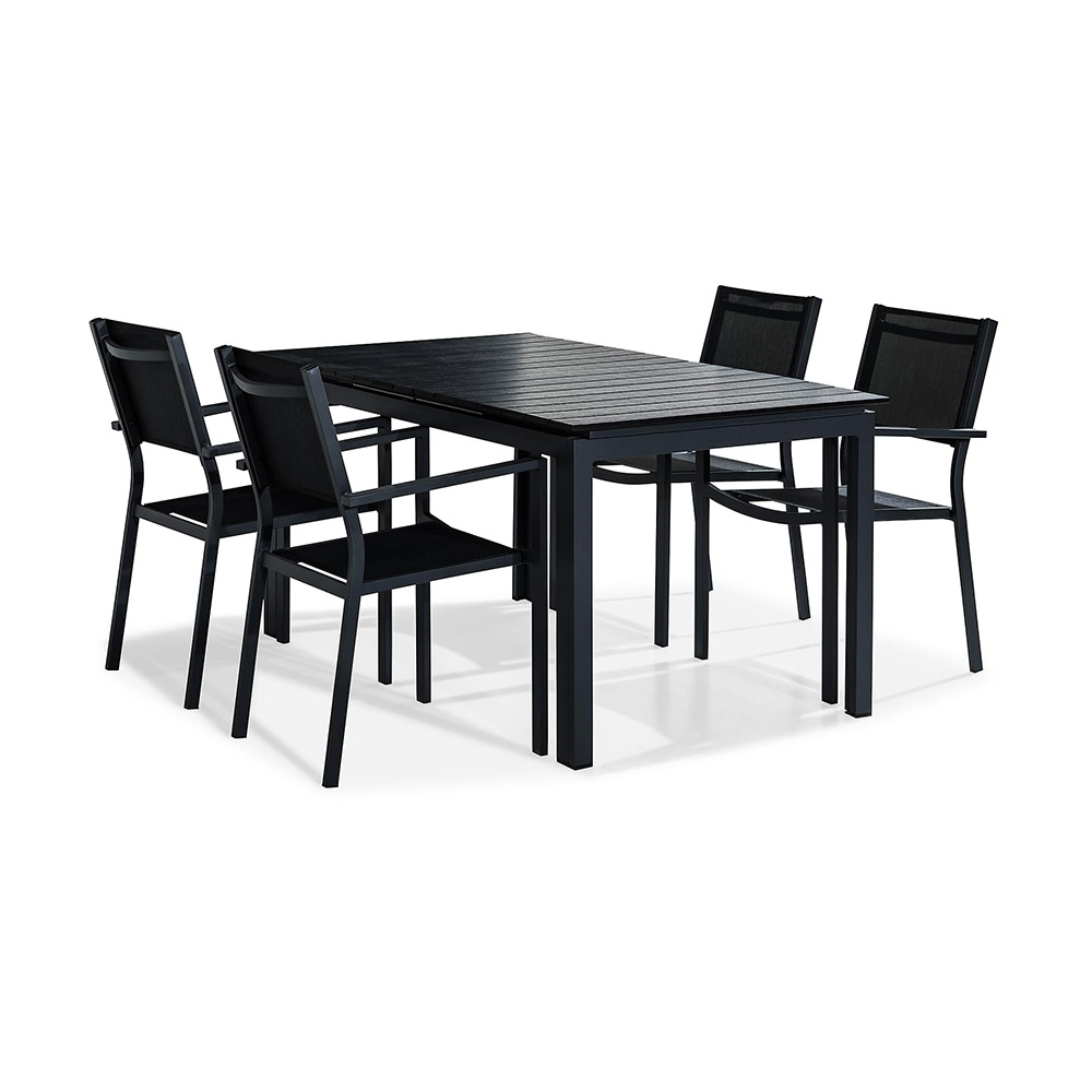 Matgrupp Comfort Garden Tunis 152-210x90 Aintwood med 4 Stapelstolar
