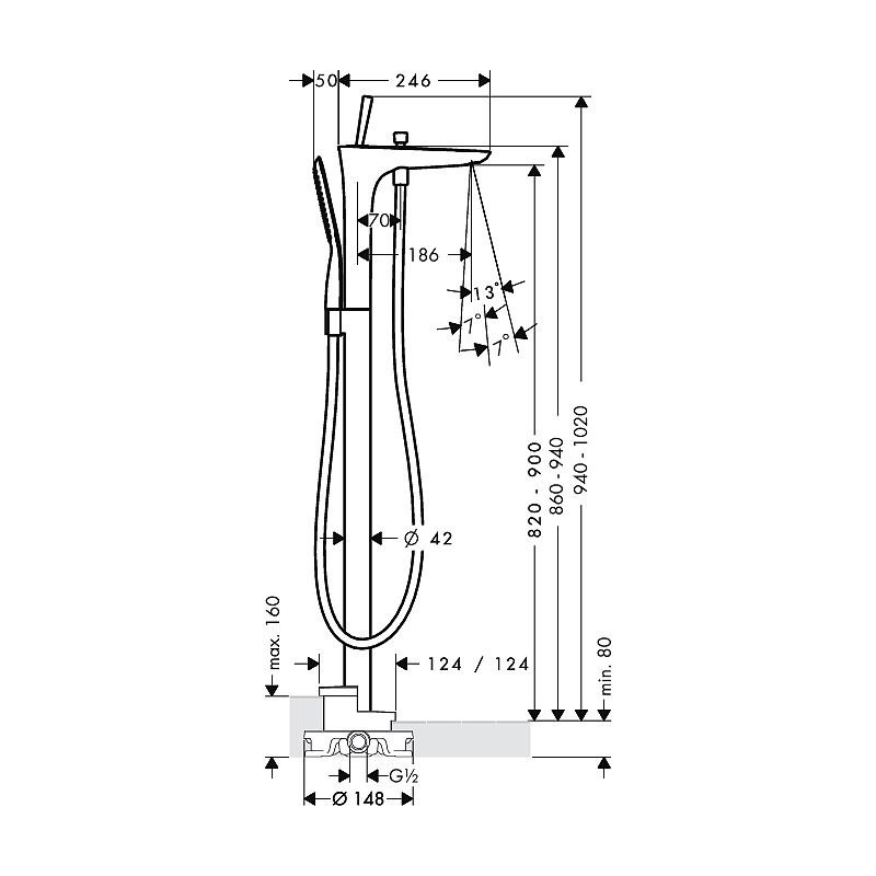 Golvblandare Hansgrohe PuraVida 1-grepps