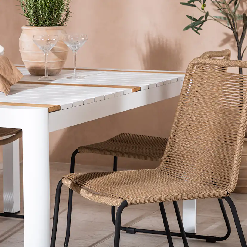 Togo - Dining Table- White / Teak - Allu / Teak - 150*100 _1 Svart, Natur, Vit
