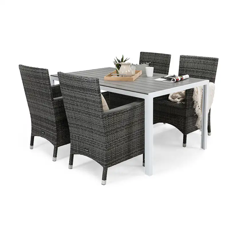 Matgrupp deNoord Tunis 150x90 cm med 4 Thor Fåtöljer Lyx med Armstöd