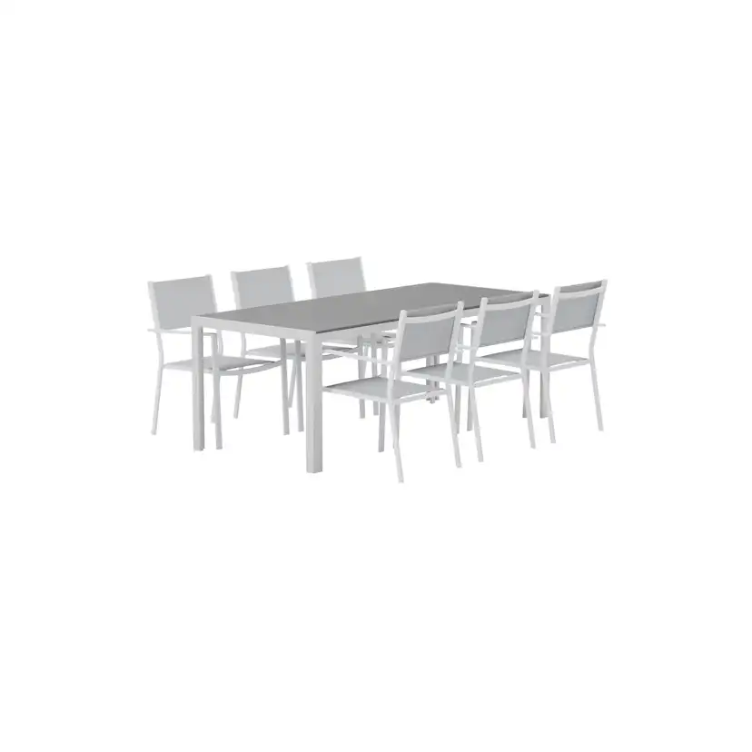 Break Table - Grey with 6 Copacabana Chair - Grey Färg: Grå