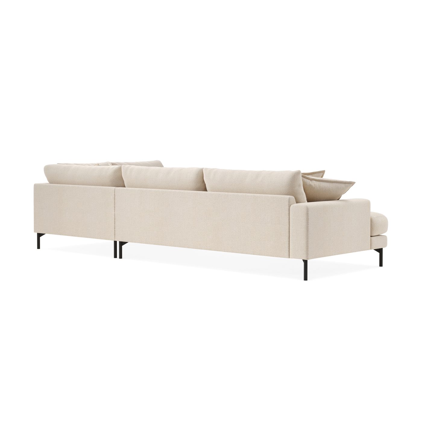 Schäslongsoffa Scandi Days Menard Premium Djup 5-sits Silencio 03, Ljusbeige Chenille, Högervändx