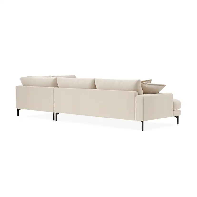 Schäslongsoffa Scandi Days Menard Premium Djup 5-sits Silencio 03, Ljusbeige Chenille, Högervändx