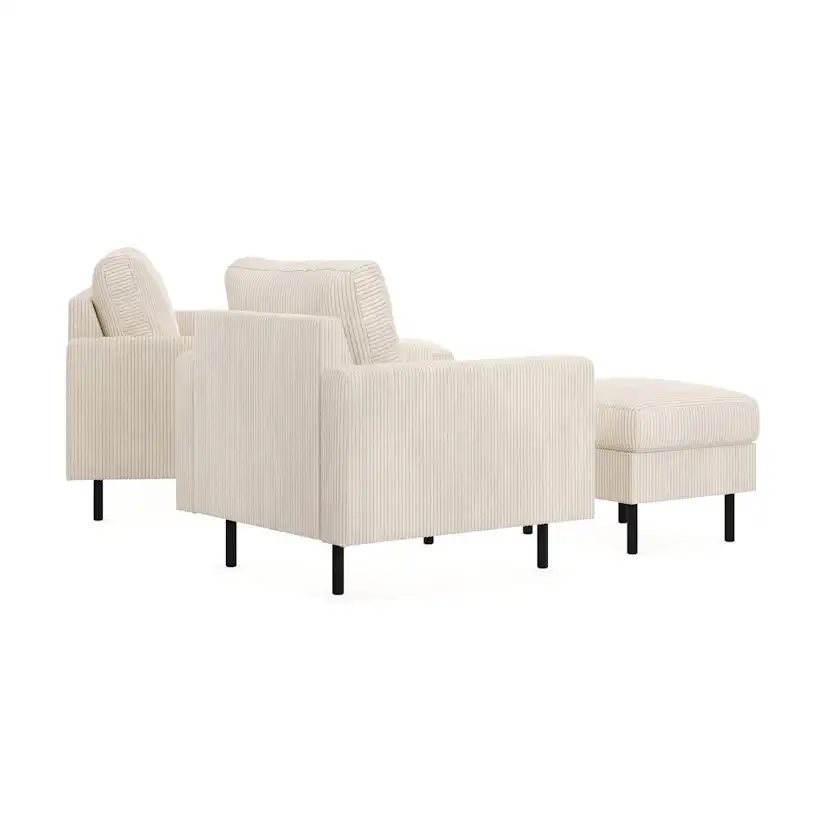 Soffgrupp Scandinavian Choice Peppe 3-sits Vändbar Divan med Fåtölj och Fotpall