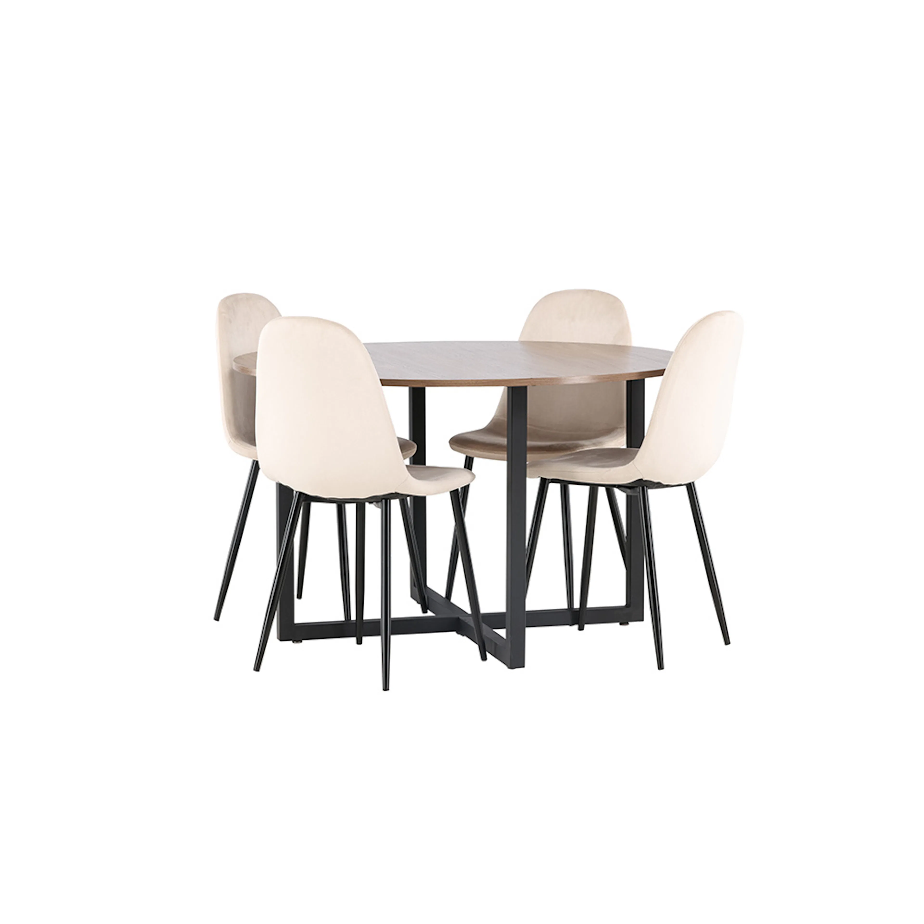 Durango Dining Table - Black / Walnut MDF +Polar Dining Chai Valnöt/Beige
