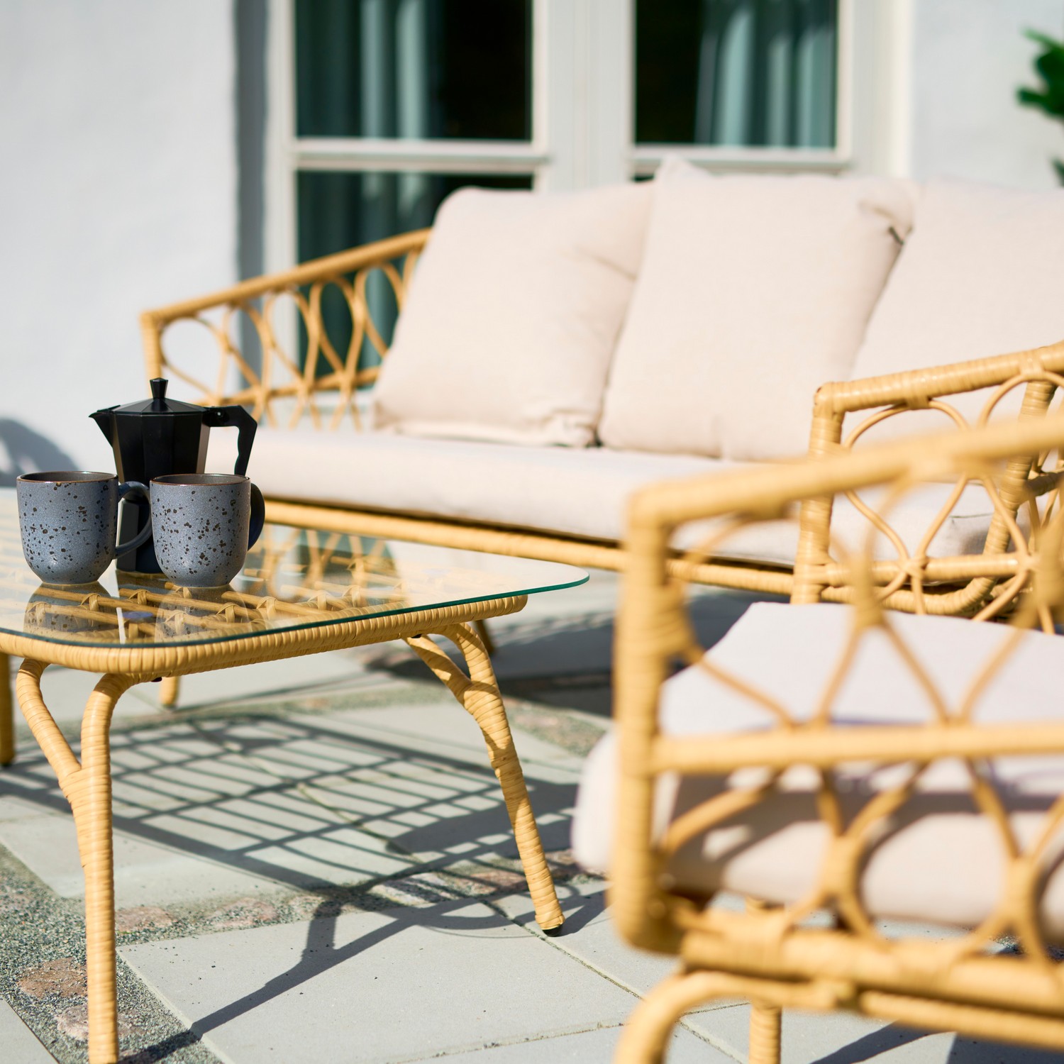 Loungeset ENVY DESIGN Magrethe Utemöbler med Dynor i Rotting
