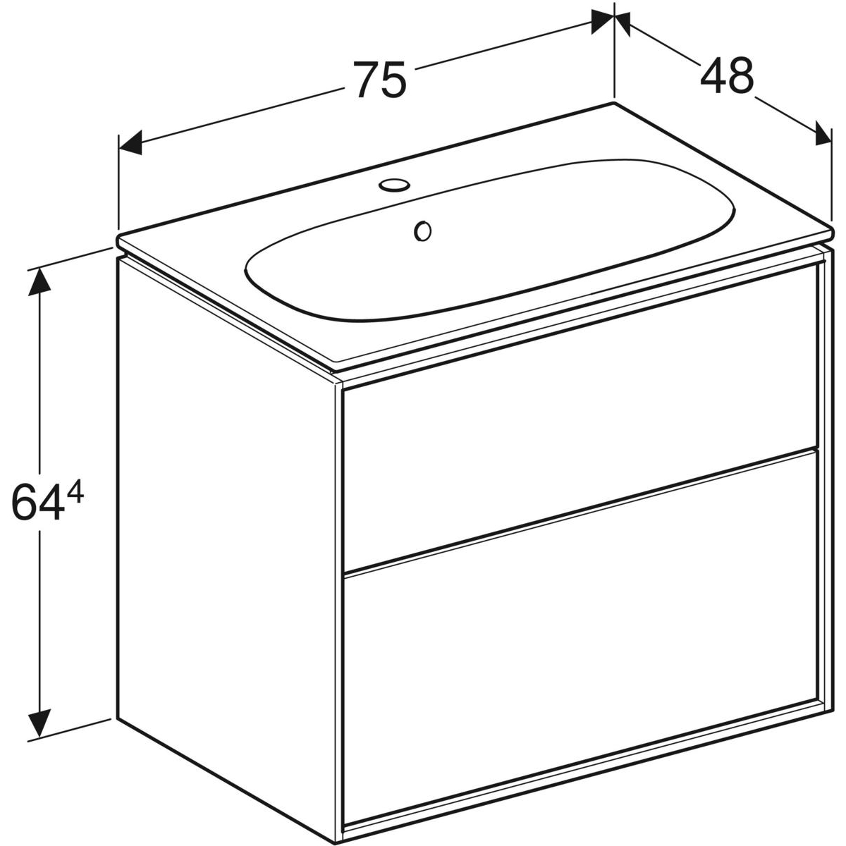 Tvättställskåp Sense Art Smal Design med 2 lådor Lava