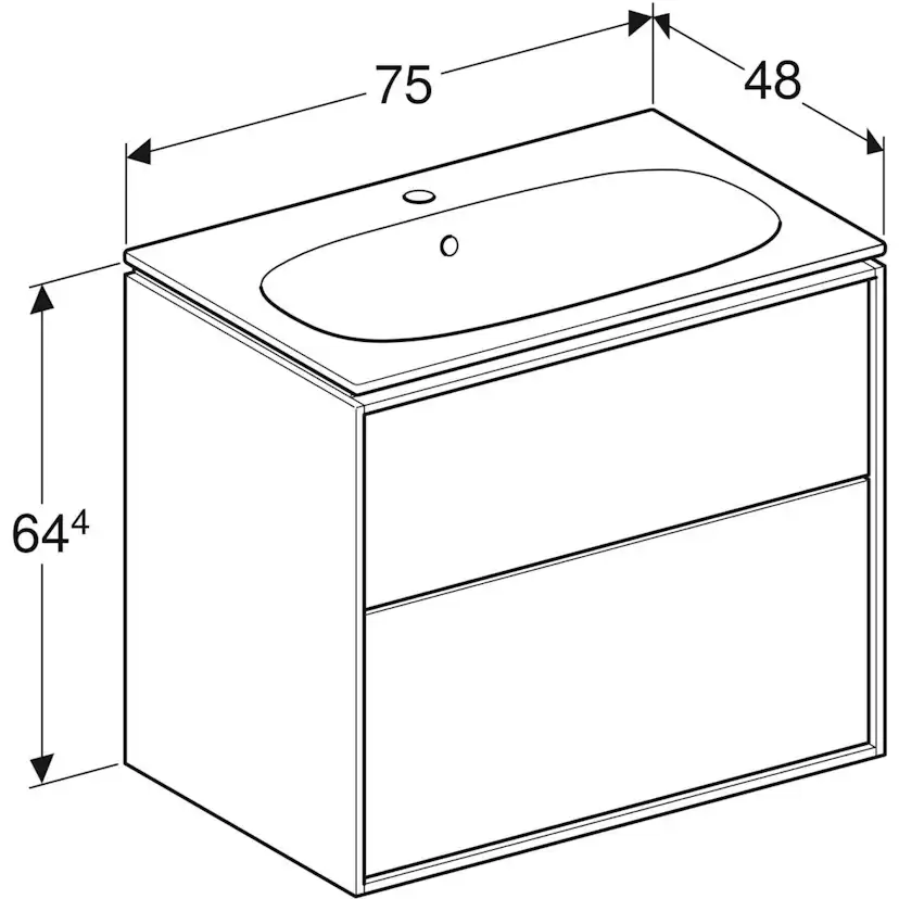 Tvättställskåp Sense Art Smal Design med 2 lådor Lava