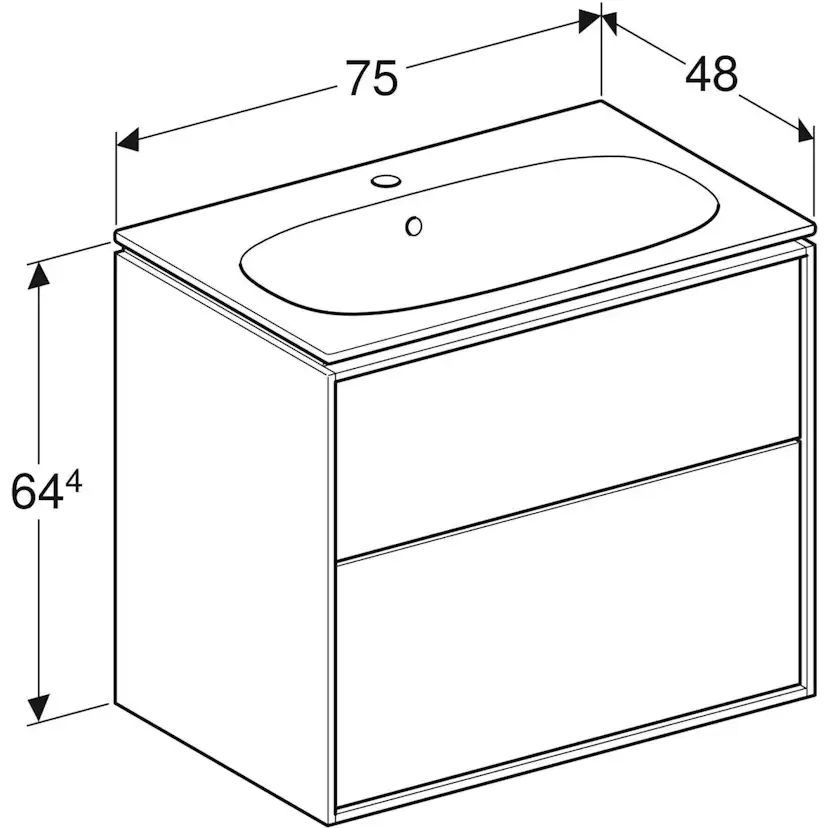 Tvättställskåp Sense Art Smal Design med 2 lådor Vit
