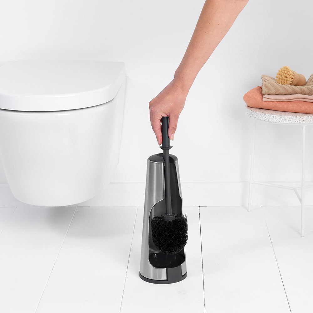 Toalettborste Brabantia med hållare för golv med plasthandta Färg: Matt Stål