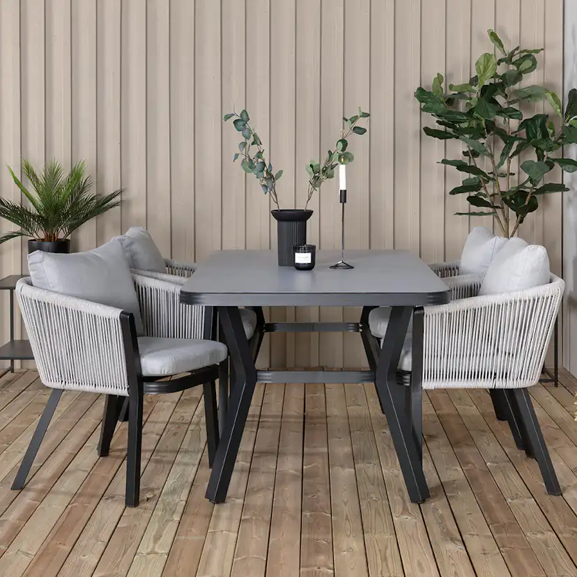 Matgrupp Venture Home Vyn Svart med 4 Vyn Matstolar