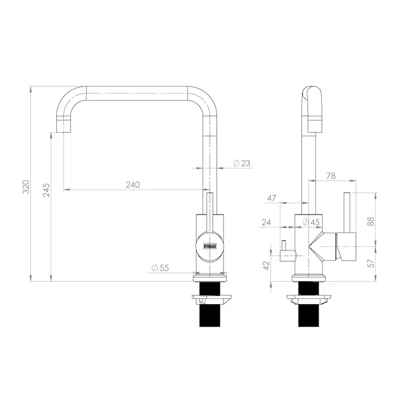 Köksblandare Strand Stainless INOX-S1111 Rostfritt Stål med Diskmaskinsavstängning