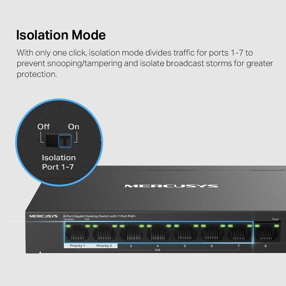Desktop Switch Mercusys MS108GP 8-Port GIGABIT with 7-Port PoE+