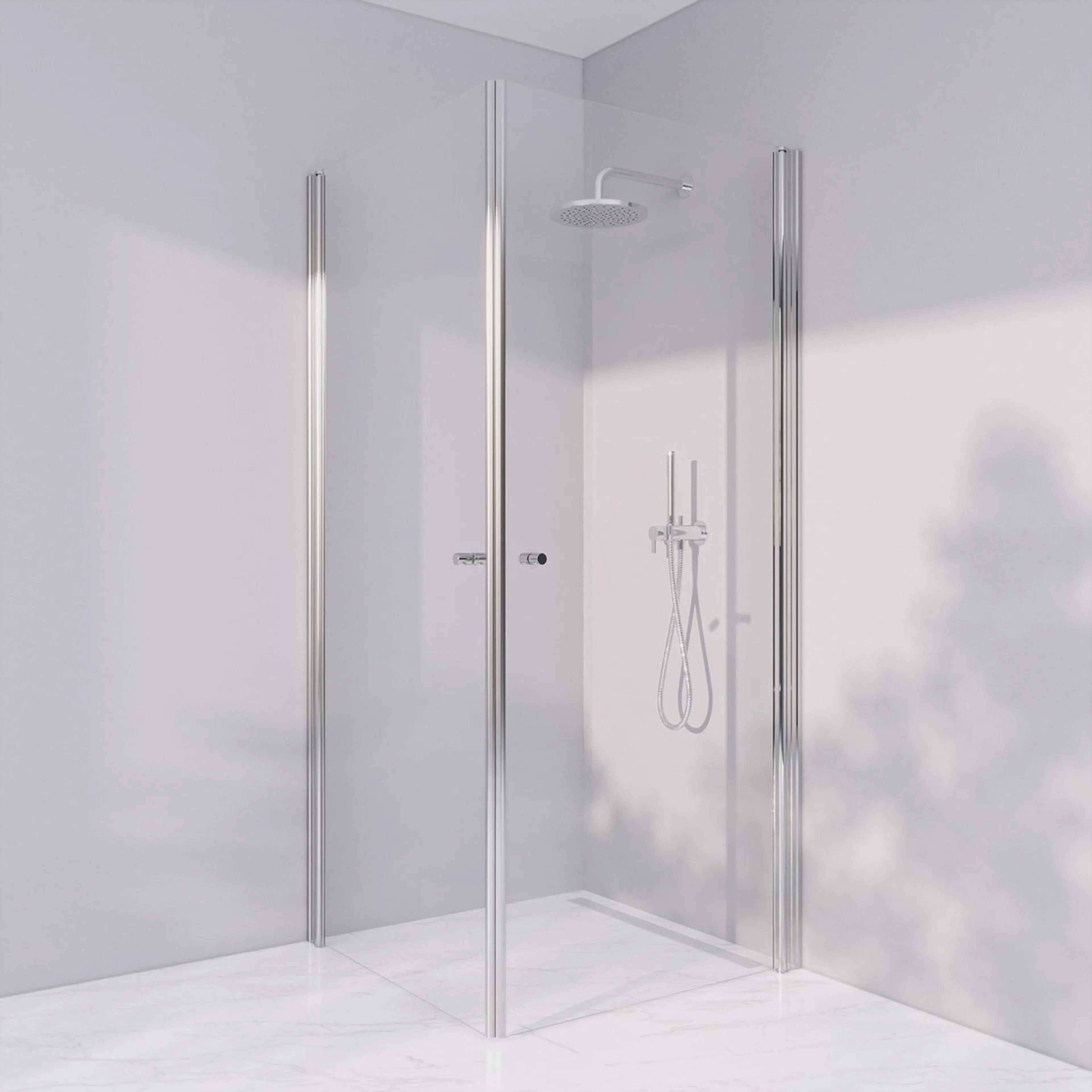 Invitrea Prime PH22/70x80/Blankpolerad/Räfflad knopp/Järnfat Storlek: 700x800 mm, Glastyp: Järnfattigt Klarglas, Handtag: Blankpolerad Räfflad knopp, Profil: Blankpolerad