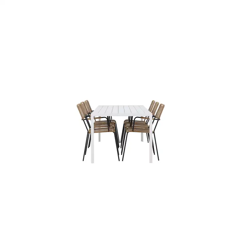 Break Dining Table - White / White Aintwood +Lindos - Armch Trädgårdsgrupp Venture Home Break med 6 Lindos Karmstolar