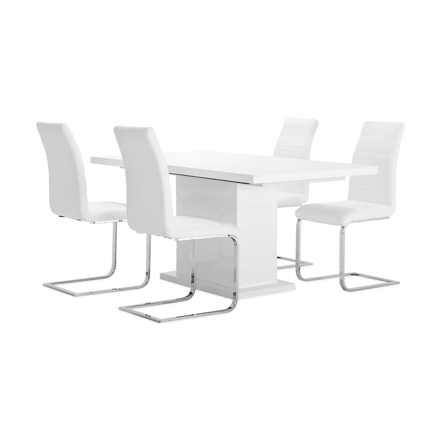 Matgrupp Concept 55 Ratliff Rektangulärt Matbord 180-220 cm Förlängningsbart med 4 Sorado Matstol