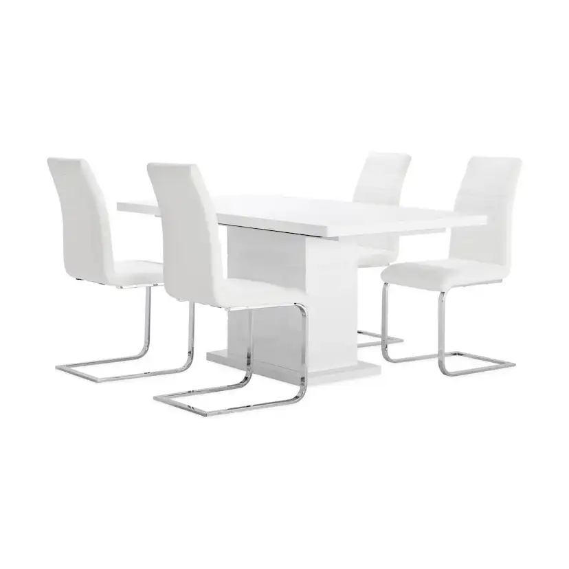 Matgrupp Concept 55 Ratliff Rektangulärt Matbord 180-220 cm Förlängningsbart med 4 Sorado Matstol