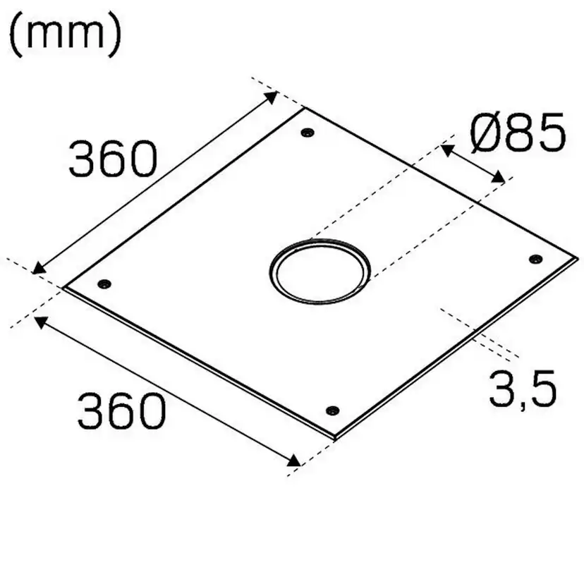 Täckram 360x360 Ø85 Vit Diameter: 85 mm, 3x360 mm