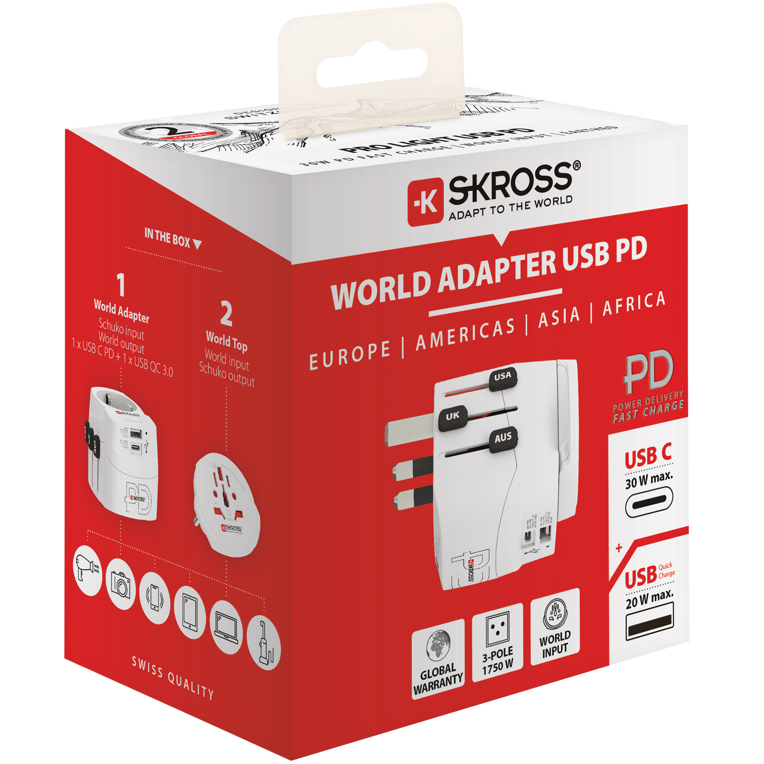 Reseadapter Skross PRO Light USB AC30PD World PD 30W Jordad