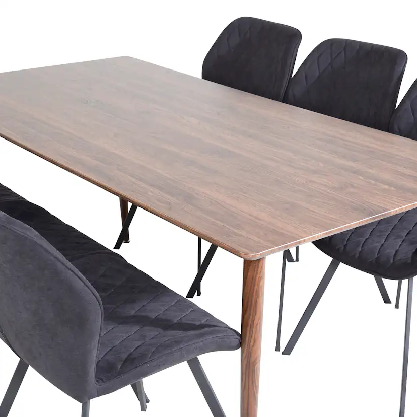 Polar Dining Table 180 cm+Gemma Dining Chair Valnöt/Svart