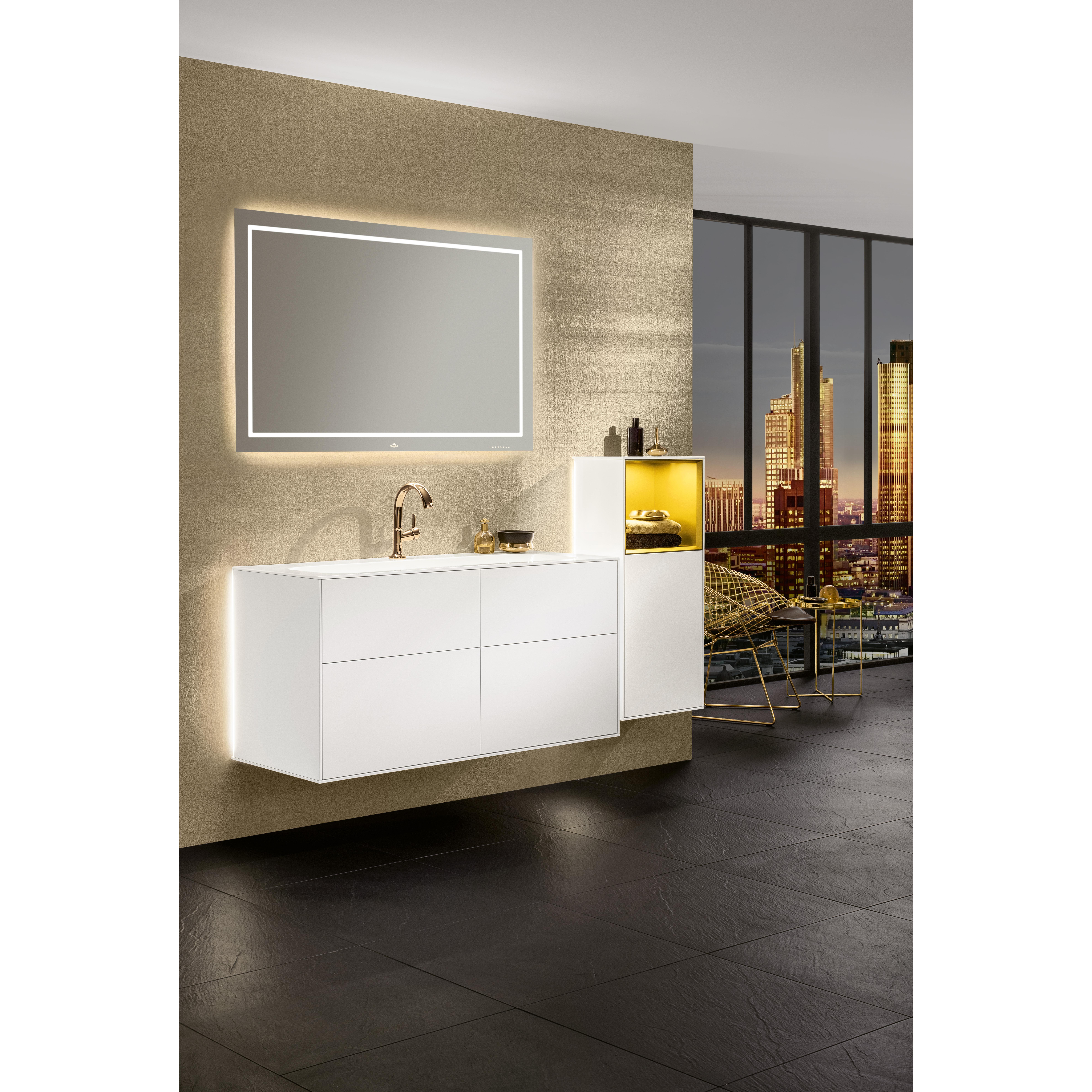 Väggskåp Villeroy & Boch Finion med 1 Dörr och Öppen Hylla Uppe 418 mm