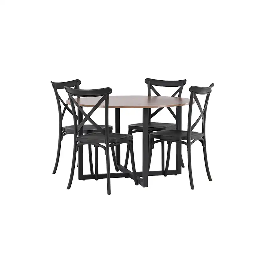Matgrupp Venture Home Durango Ø 120 cm med 4 Crosett Stolar
