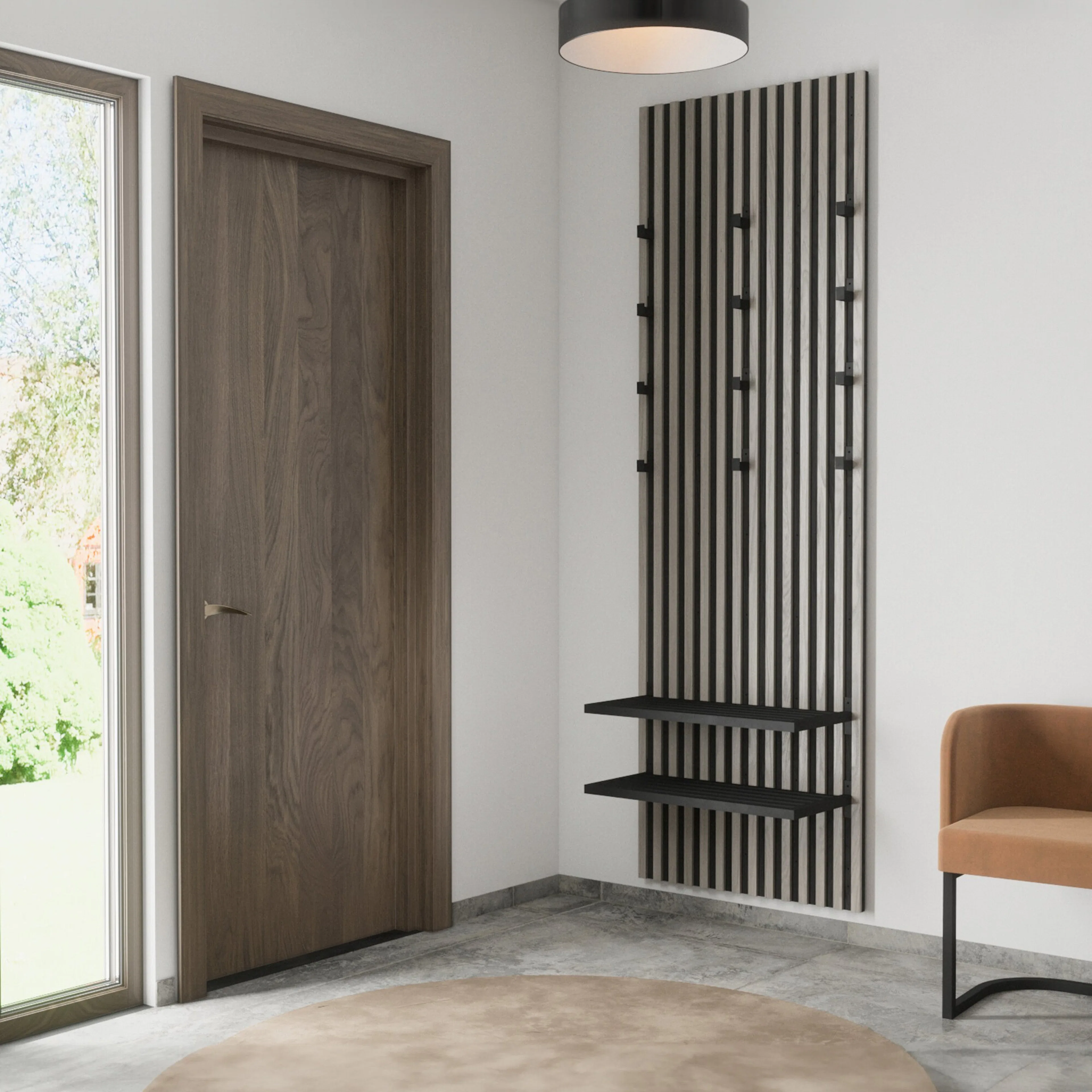 Nimes Industrial Wall 73x3x114cm  - Black/Whitewash /  MDF Vitpigmenterad Ek