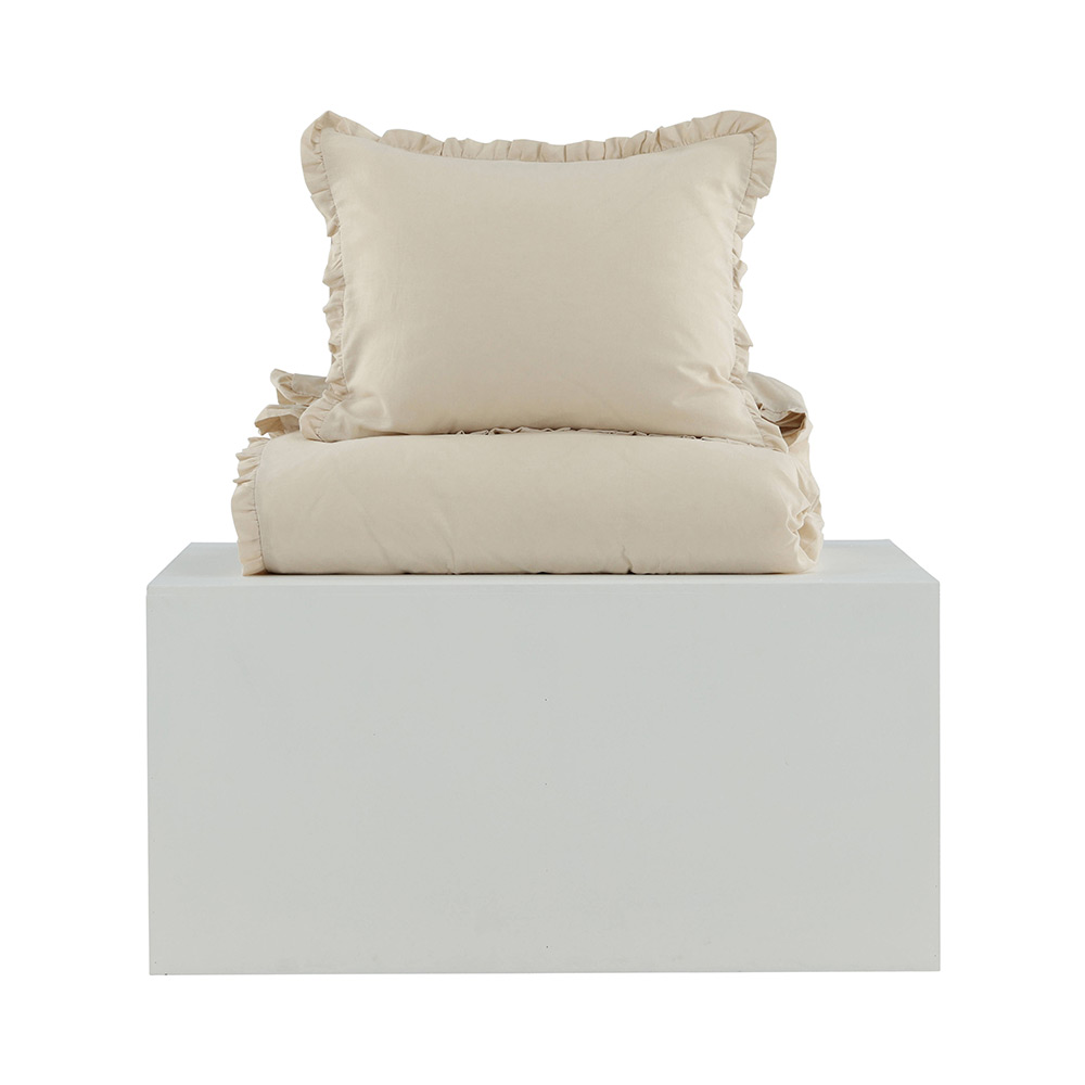 Lias Bed Set Cotton Linen Beige 150x200 cm Färg: Beige, Mått: 150x200 cm