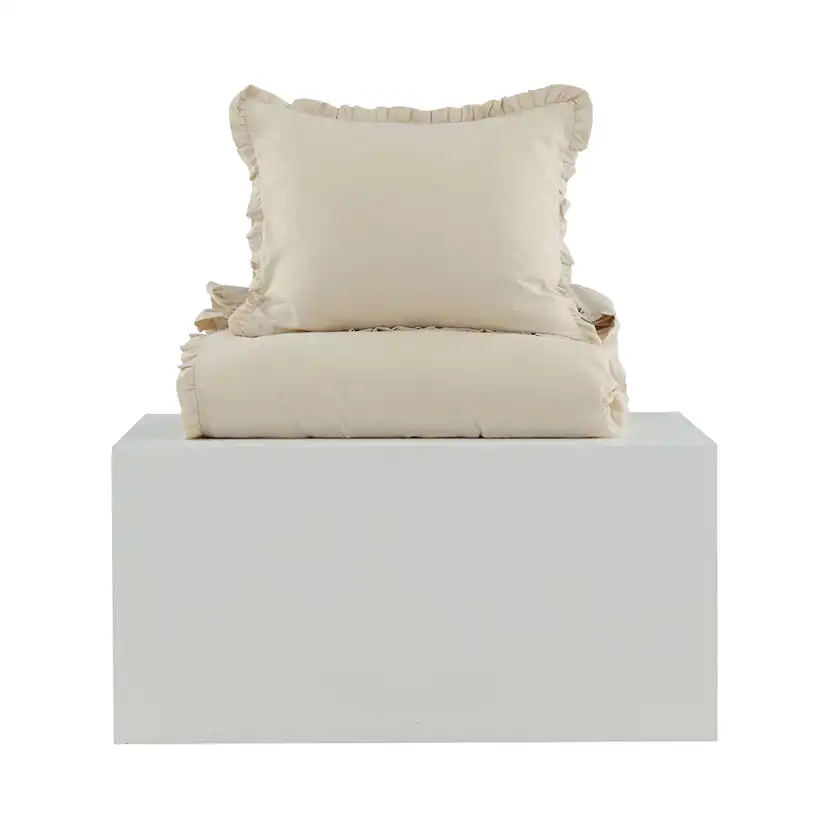 Lias Bed Set Cotton Linen Beige 150x200 cm Färg: Beige, Mått: 150x200 cm