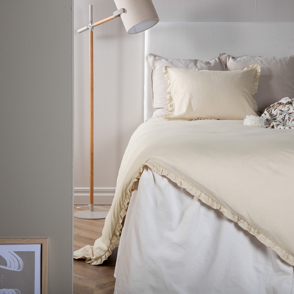Lias Bed Set Cotton Linen Beige 150x200 cm Färg: Beige, Mått: 150x200 cm