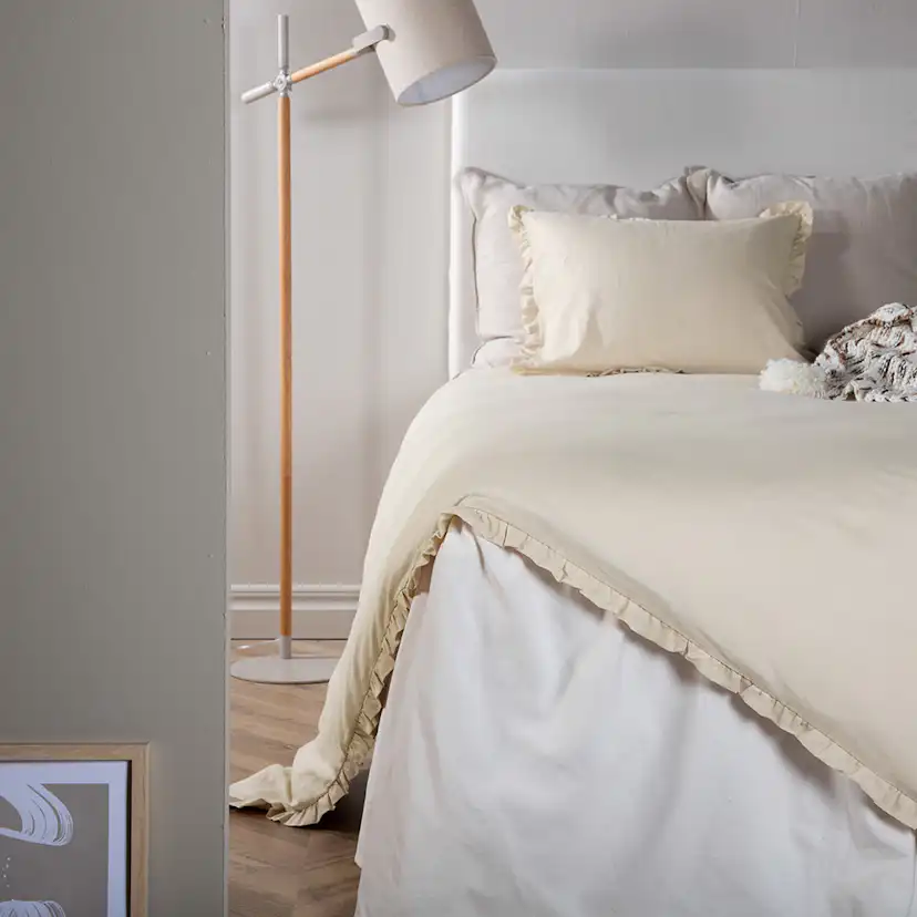 Lias Bed Set Cotton Linen Beige 150x200 cm Färg: Beige, Mått: 150x200 cm