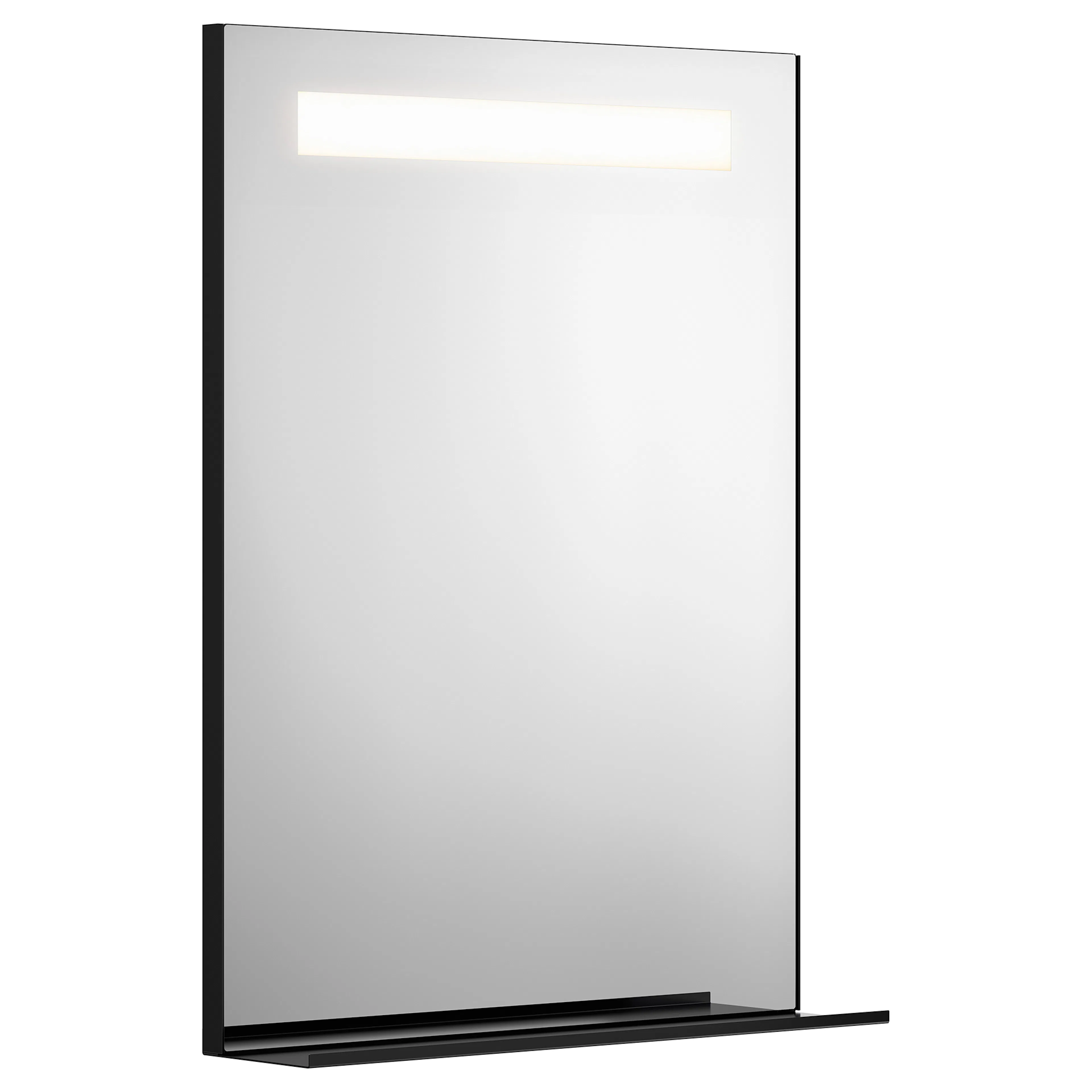 Spegel m Belysn, Hylla 60cm Svart 600x800 mm