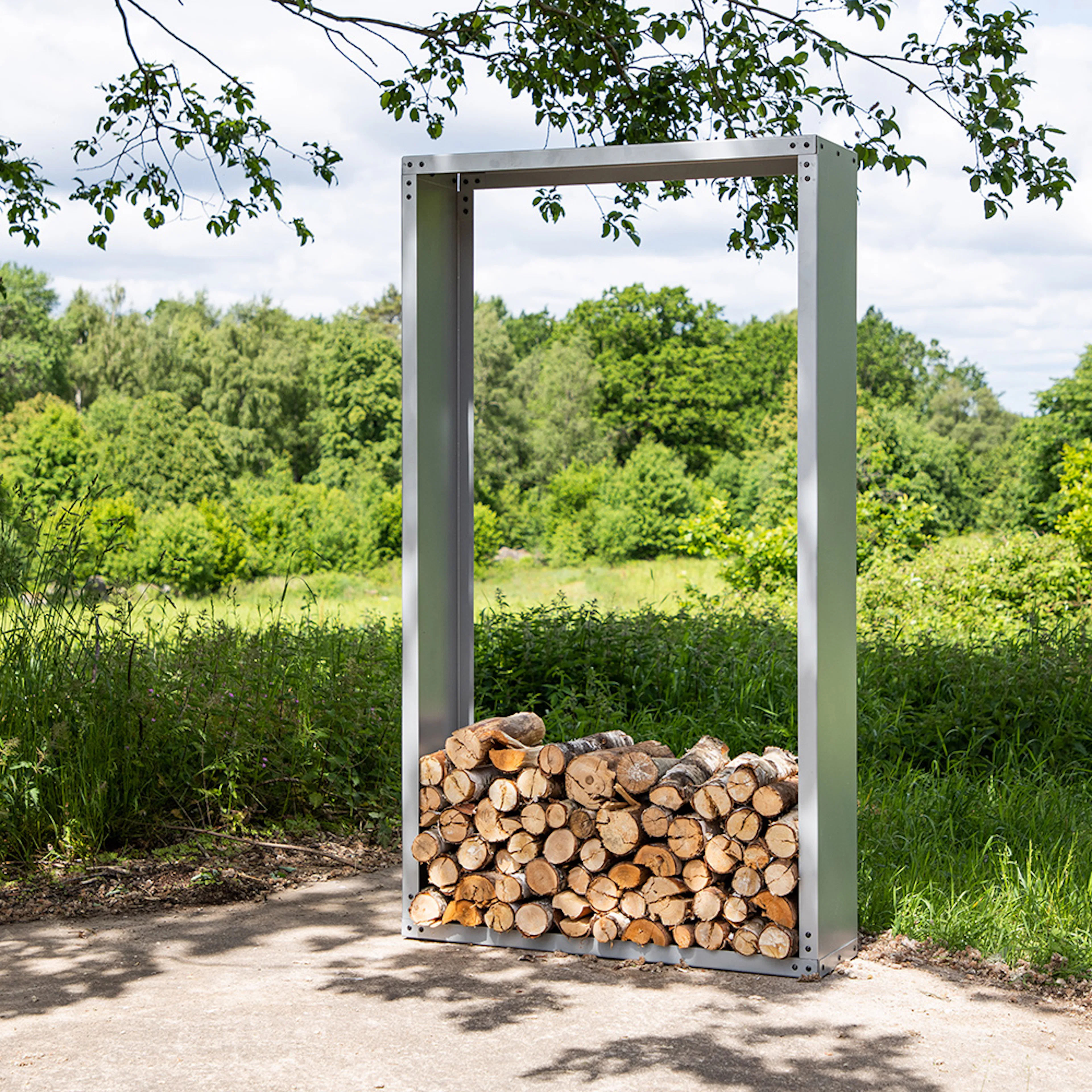 Mombasa Firewood Storage Steel - Silver Silver