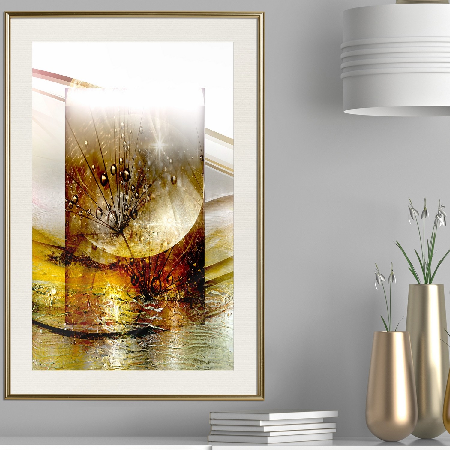 Affisch - Thought [Poster] 40x60 Guld ram med passepartout, 40x60 cm