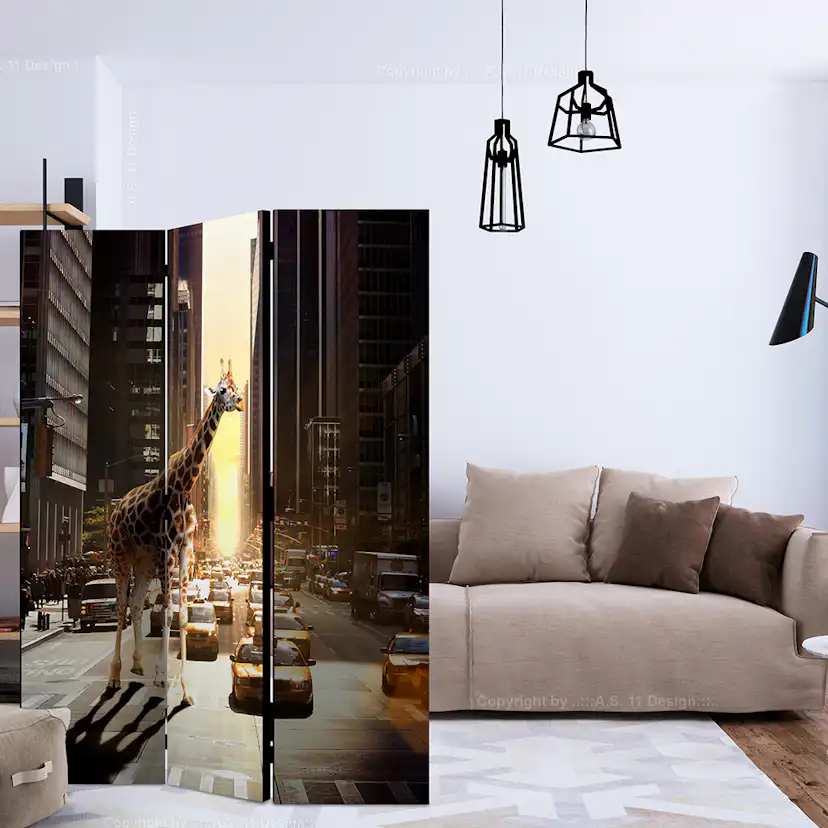 Rumsavdelare Skärmvägg Arkiio Giraffe In The Big City 135x172 cm
