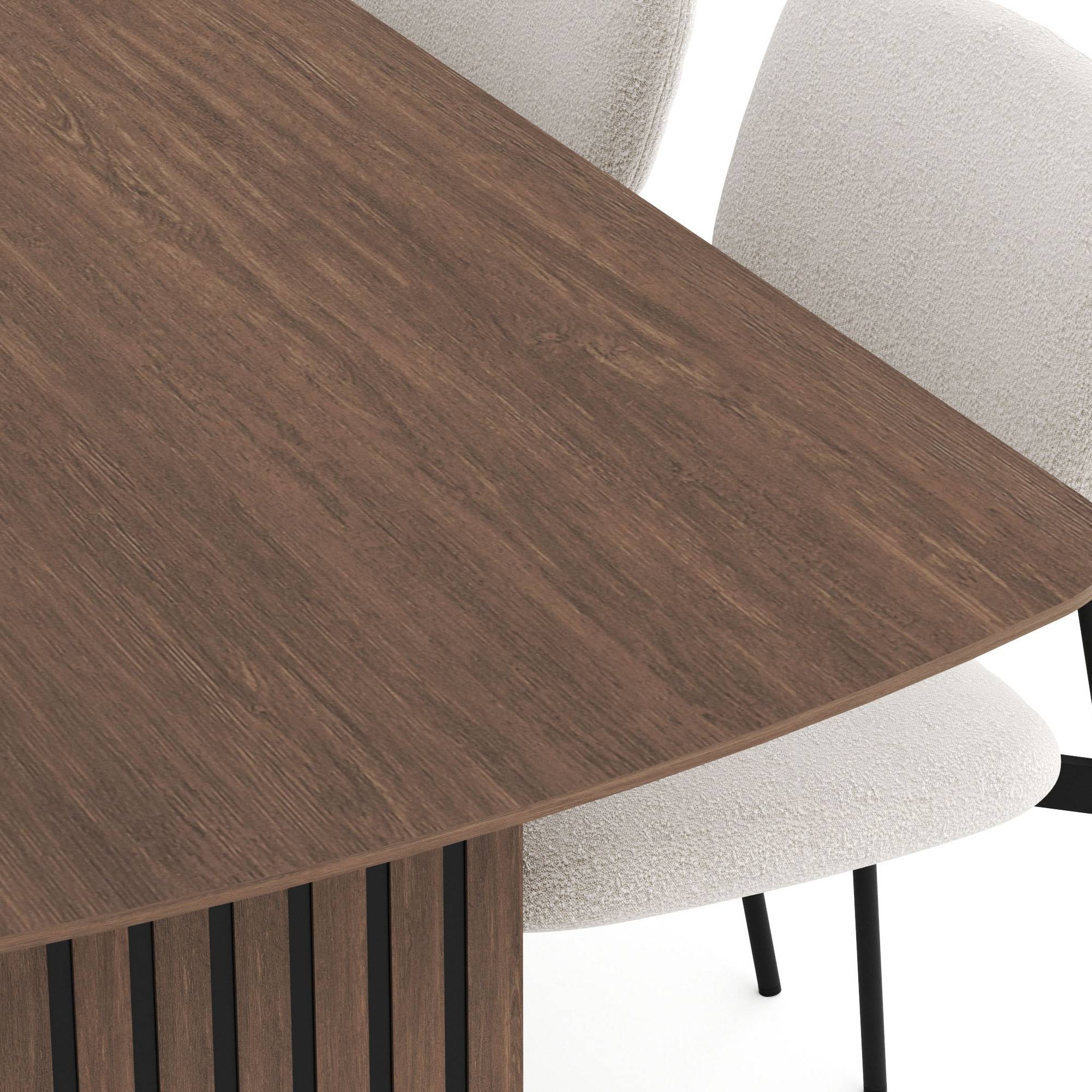 Matgrupp Bark Richeto Rektangulärt Matbord 240 cm Rökt Ek med 6 Lowe Matstol Vit