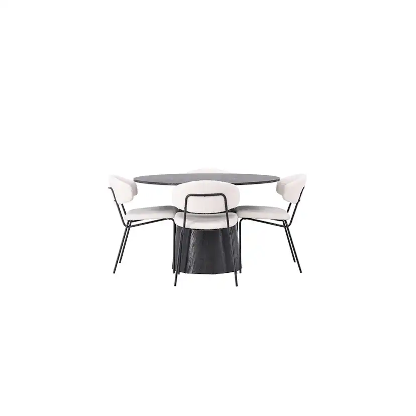 Matgrupp Venture Home Lanzo Ø120 cm med 4 st Chico stolar