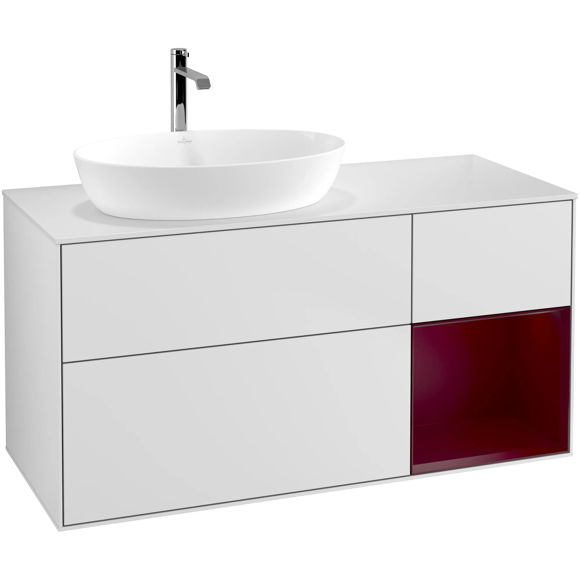 Tvättställsskåp Villeroy & Boch Finion med 3 Lådor Hylla och Bänkskiva för Ocentrerat Tvättställ från Artis & Collaro
