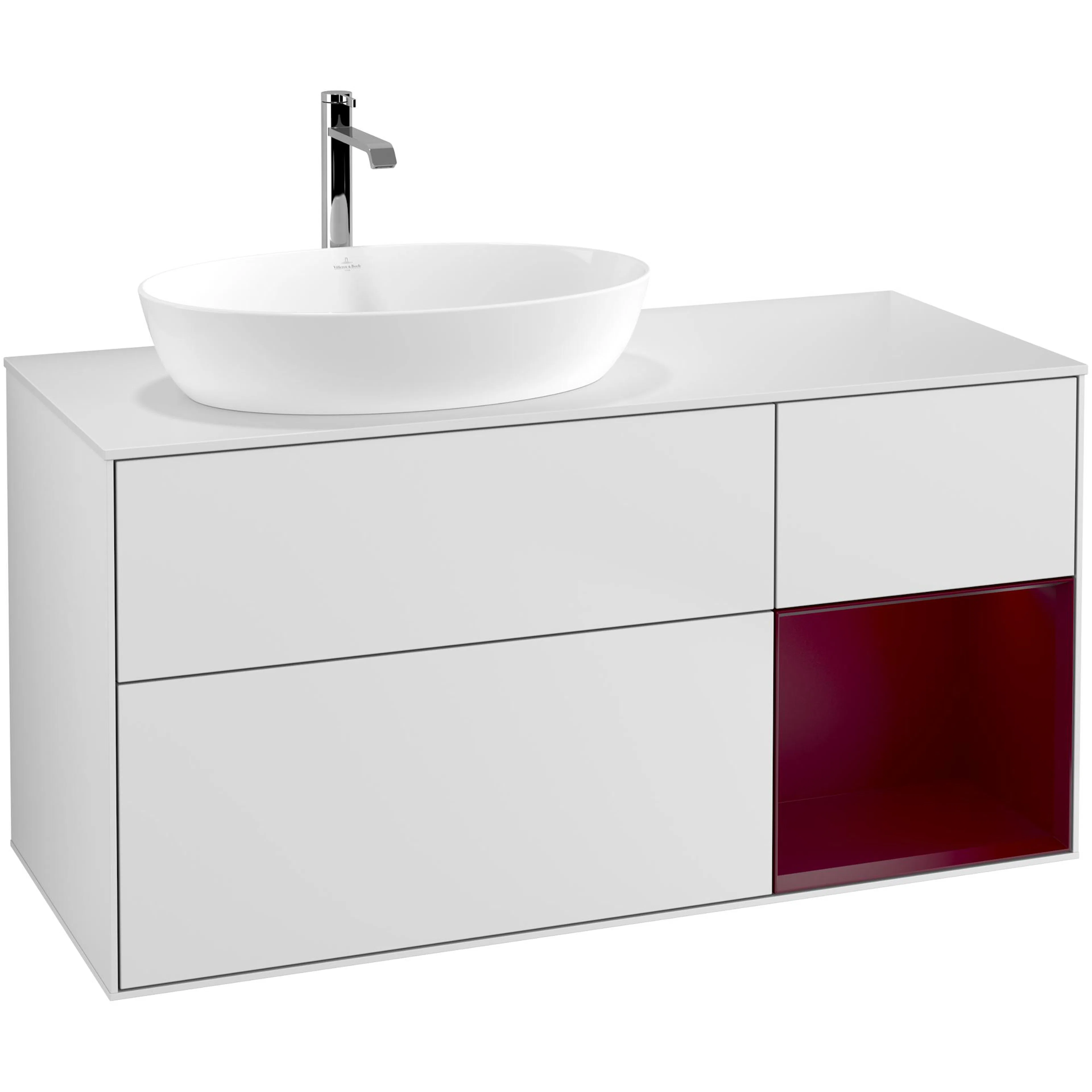 Tvättställsskåp Villeroy & Boch Finion med 3 Lådor Hylla och Bänkskiva för Ocentrerat Tvättställ från Artis & Collaro